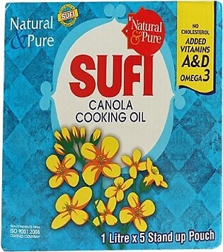 Sufi Canola Cooking Oil Stand up Pouch 1Ltr x 5