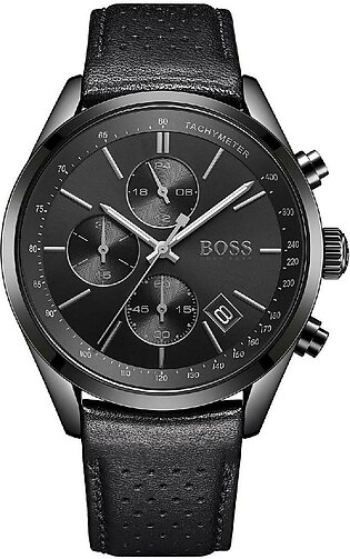 Hugo Boss Men’s Chronograph Quartz Leather Strap Black Dial 44mm Watch 1513474