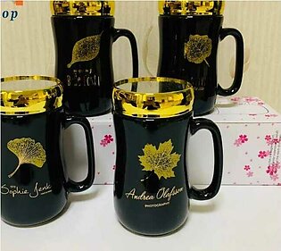Mug - Tea Mug - Printed Tea Mug - Coffee Mug - Printed Milk Tea Coffee Mugs With Mirror Lid And Handle (400 Ml Capacity Random Colors And Designs)