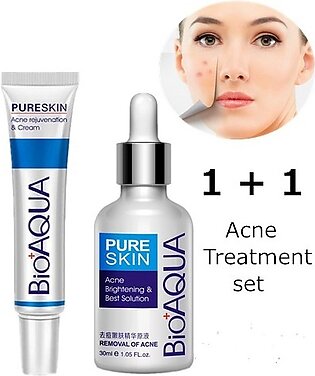 Bioaqua 2 Pcs Anti Acne Removal Face Care Acne Treatment Set Acne Serum And Acne Scar Removal Cream, 30g+30g