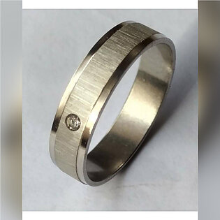 Silver Stone Cut Stainless Steel Ring For Men
