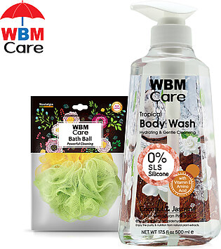 (pack 2) Wbm Bathing Sponge & Coconut Body Wash Care - 500ml Shower Gel Women