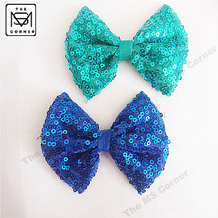 2 Pcs/set Hair Pins For Girls Fancy New Stylish Clips For Infants Babies Sequined Bow Knot Cute Glitter Hair Accessories For Princess