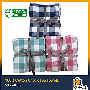 Kitchen Tea Towel 60x60 Cm 100% Cotton Check Pattern - Multicolor