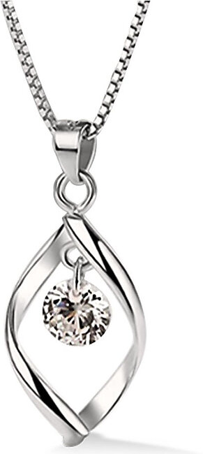 Elegant Simplicity: Jewelicious 925 Sterling Silver Crystal Zircon Pendant Necklace - High-quality Retro Fashion Jewelry For Women, Long 45cm Length