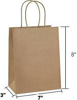 Pack Of 10 Paper Bags 7 X 8 Gift Bags, Party Bags, Shopping Bags, Kraft Bags, Retail Bags, Merchandise Bags, Brown Paper Bags With Handles Bulk 110grams
