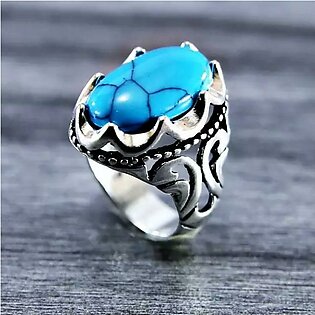 Stainless Steel Turkish Silver Fashion Stone Ring For man