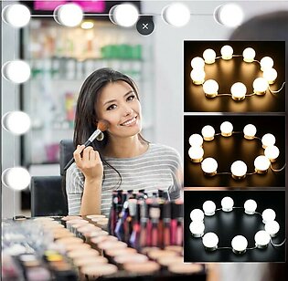 High Quality Led Bulb Mirror Lights Vanity Mirror Lamp Kit Lens Headlight Bulbs Kit (10 Bulbs) For Makeup Dressing Table Lighting Strip Hollywood Style Led Bulb Mirror Light Vanity Mirror Lamp Kit Makeup Accessories A.one Traders