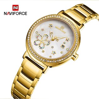 Naviforce Diamond Lady Stainless Steel Quartz Watch For Girls / Women With Brand Box - Nf5016