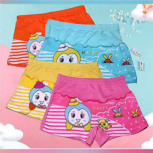 Galaxy Undergarments 4 Pcs Panties Girls Cotton Boxer Random Designs Bra For Girls
