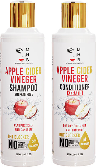 Apple Cider Vinegar Sulfate Free Shampoo & Apple Cider Vinegar Conditioner With Keratin - Paraben Free - 250ml Each
