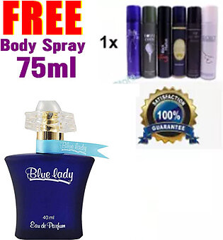 Blue Lady Perfume Plus Any Body Spray For Women - 75ml (buy One Get One Free)