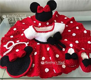Baby Girl Crochet Dress Set / Woolen Babies Dress / Red Dress For Girls