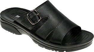 Aerosoft Black Synthetic Leather Slippers For Men G8603