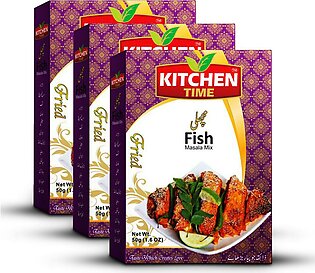 Pack Of 3 Fish Masala - Machli Masala - Masala Fish - Fish Fry - Fish Seasoning - Masalay - Seasoning Spices - Cooking Masala - Fish Masala 50gm By Kitchen Time Foods