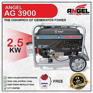 Angel Generator Euro5 Ag3900 3.0 Kva 2800watt (2.5 Kw) Low Noice Alternator: 100% Copper Volt Meter: Digital