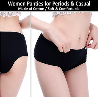 Stretching Cotton Panties For Women Underwear For Periods Panty For Casual Undergarments For Girls Leak Proof Brief Panties With Elasticated Waist In Black Skin Colors In M To 3xl Sizes - Bilal Online