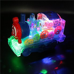 Transparent Electric Gear Train Toy With Flash Light & Music