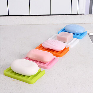 1pc - Flexible Silicone Soap Dish For Bathroom Accessories Soap Holder Drain Tray Creative Bathroom Tools - Random Color