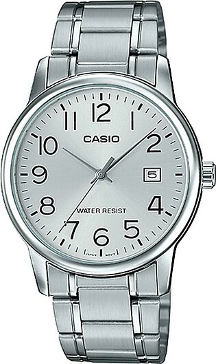 Casio General Mens Stainless Steel Analog Quartz White Dial Silver Stainless Steel Band Watch-MTP-V002D-7BUDF
