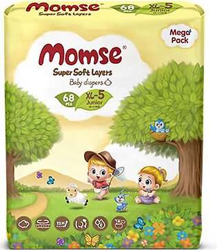 Momse Baby Diaper Mega Pack (size 5no Xl 12-17kg ) 68 Pcs