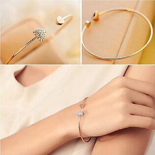 New Fashion Adjustable Crystal Double Heart Bracelet For Women Love Bracelets For Girls Charm Bracelet For Girl
