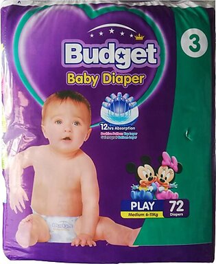 Budget Baby Diaper (size 3no Medium 6-11kg) 72 Pcs Pack