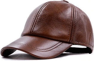 The Leather Habitat 100% Pure Brown Sheep Leather Cap.