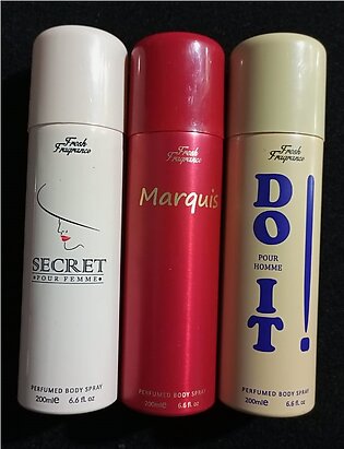 Pack Of 3 Body Sprays For Ladies 200ml Each (secret-marquise-do It)