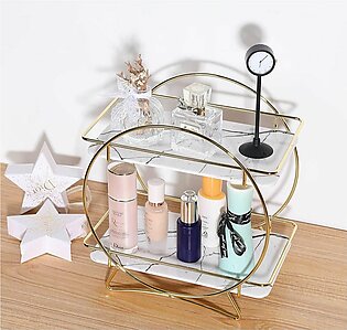 Cosmetic Storage Rack-easy To Organize Premium Bathroom Countertop Makeup Brush Holder For Dresser Vanity 2-tier Vanity Tray In Kitchen Gold