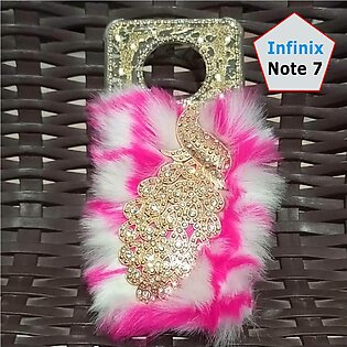 Infinix Note 7 Cover for Girls - Fancy Stylish Back Cover  - Pink