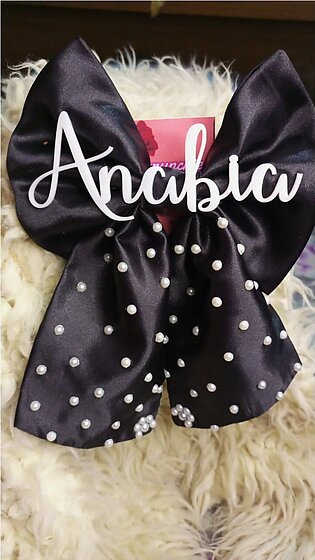 Customized Name Bow With Clip Or Elastic Headband For Girls, New Born And Babies, Best Quality Hair Accessories For Hair Tie