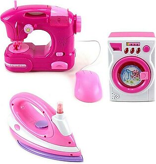 Happy Family Sewing Machine & Clothing Iron - Pink