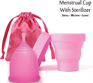 Wanter Menstrual Cup With Sterilizer, Reusable Menstrual Period Cup, Period Cup, Silicone Menstrual Cup, Silicone Period Cup, Period Cup, Period Accessories, Menstrual Period Cup For Women And Gilrs, Small, Medium And Large Size