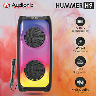 Audionic Hummer H9 Portable Speaker, Bluetooth Rechargeable Speaker With Microphone, Portable Stereo Speaker With Wired Mic, Powerful Wireless Speakers, Tws Bluetooth Rgb Wireless Speaker, Durable Indoor Outdoor Bluetooth