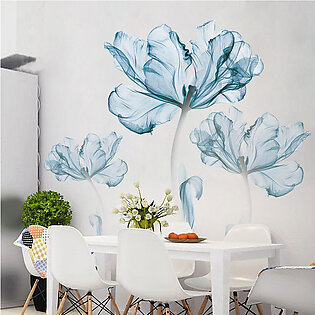 Nordic Blue Flower Wallstickers, Unique Wall Sticker For Living Room,wall Sticker For Living Room, Wall Sticker For Bedroom, Wall Decor, Wall Decoration, Wall Art, Self Adhesive Wall Sticker, Floral Wall Sticker, Wallsticker