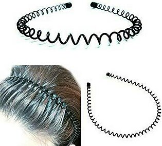 Pack Of 2 Trendy Spring Hair Band For Girls And Boys - Metallic - Black