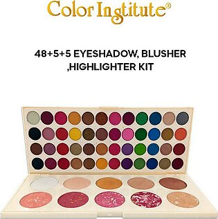 Color Institute 48 Shimmer Eyeshadow, 5 Terracotta Blushons, 5 Teracotta Pearl Pigmented Highlighters, Eyeshades, Blushers, Highlights All In One Palette.