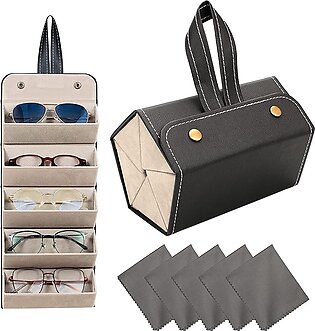 4 | 5 | 6 Slots Leather Sunglasses Case Portable Sunglasses Organizer Travel Eyeglasses Holder Storage For Women Men
