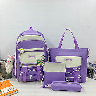 4pcs Backpack School Bags For Girls Canvas Schoolbag Fashion Kids Backpack Cute Backpack