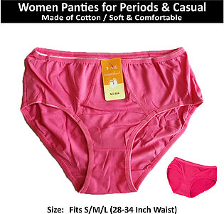 Soft Cotton Panties For Girls - Fits M/l Sizes - Plain Panty For Women - Comfortable Underwear For Casual Use In Pink And Red Colors