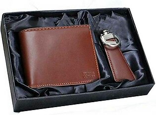Genuine Leather Wallet And Keychain Gift Set