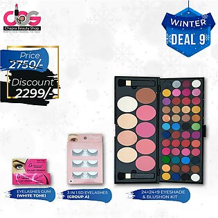 Glamorous Face Winter Deals, Winter Offers, 24+24 Eyeshade 4 Highlighters, 4 Blushon 1 Contour Kit, 5D Eyelashes, Eyelash Gum, Deal Of The Day, 09