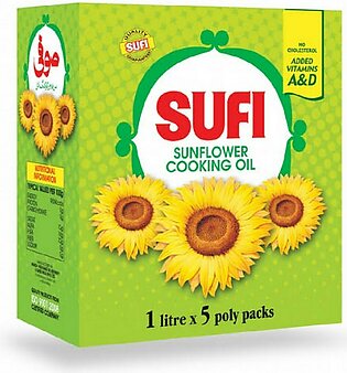 Sufi Sunflower Cooking Oil 1Ltr x 5 Poly Bags