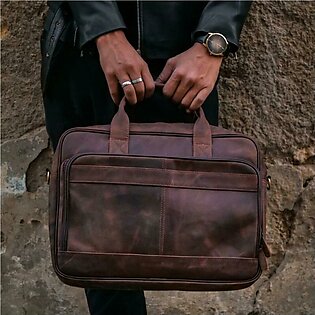 Everyday Companion Leather Laptop Bag-vintage Dark Brown