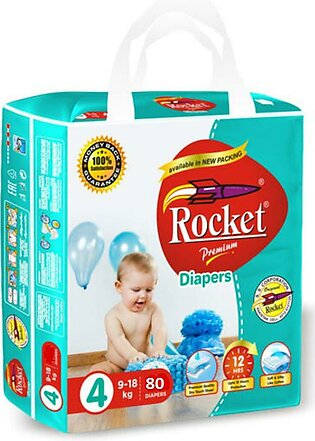 Rocket Premium Diaper (size 4no Large 9-18kg ) 80-pcs Pack
