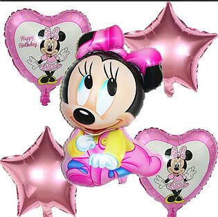 5pcs Minnie mouse Happy birthday foil balloons package pink party cartoon