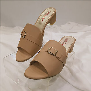 Handmade Block Heel Slippers Peep Toe Shoes for Women and Girls FR8-10