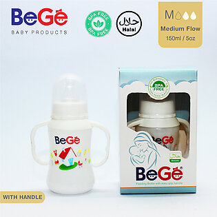 BeGe Baby Feeder With Handle Medium Feeding Bottle 150ml / 5oz Girl Feeder Boy Feeder Color Body (BPA-FREE)