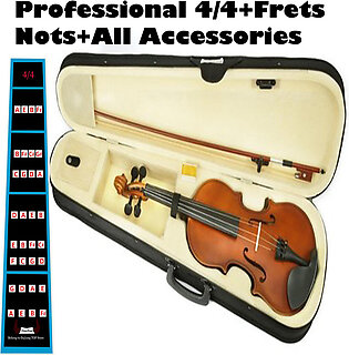 Professional Violin 100% Wooden 4/4 With Frets Notes+full Accessories